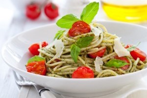 Pesto Pasta with Cherry Tomatoes and Parmesan
